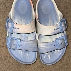 Birkenstock Blue and White Sandals with Adjustable Straps